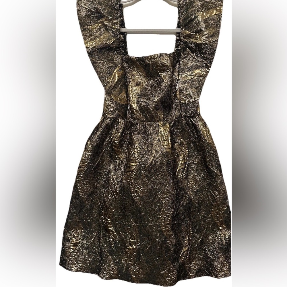Metallic Black & Gold Mini Dress